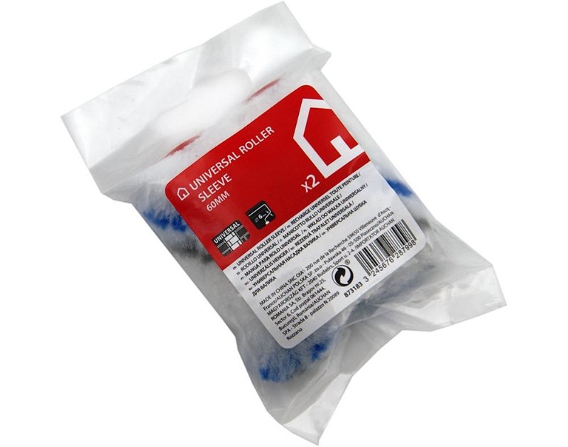 Recarga Mini Rolo De Pintura Universal 60Mm Pack 2 Unidades