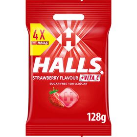 Rebuçados De Morango Halls 128 gr (4 Un)
