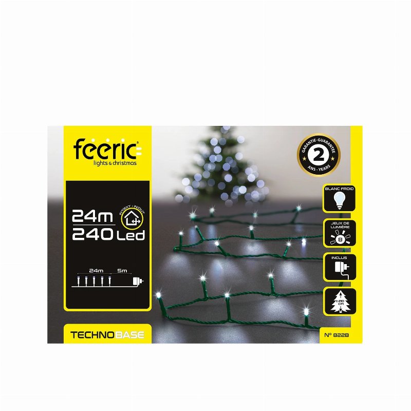 Hkh Luzes De Natal Branco Frio Para Exterior 8 Funções 240 Led 24 M