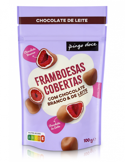 Framboesas Cobertas De Chocolate De Leite Pingo Doce 0.1Kg