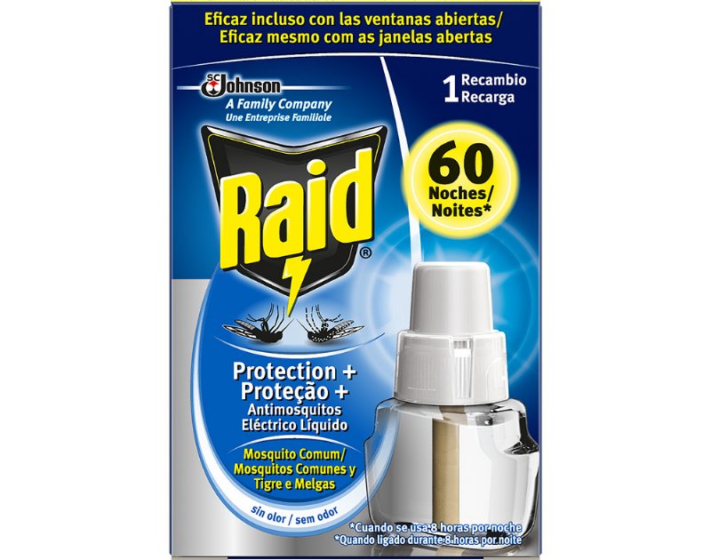 Insecticida Raid Eléctrico Recarga Proteção 60Un 36.2 ml