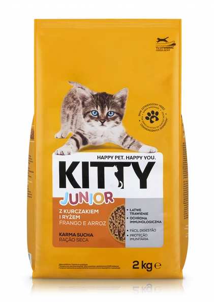 Comida Seca Para Gato Júnior Frango E Arroz Kitty 2Kg
