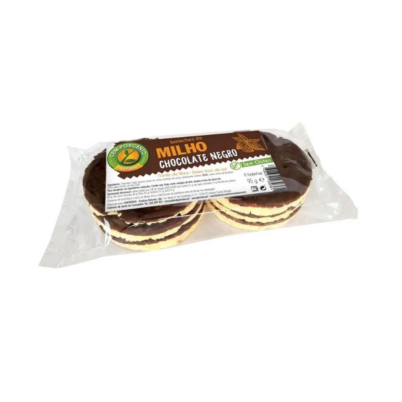 Bolacha De Milho Com Chocolate Negro Cem Porcento 100 g