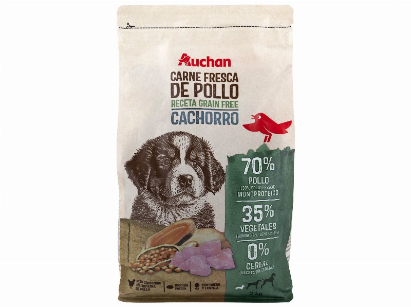 Ração Cão Júnior Auchan Grain Free Frango Fresco 2 kg