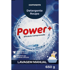 Detergente Manual Roupa Pó Power+ Continente 650 gr
