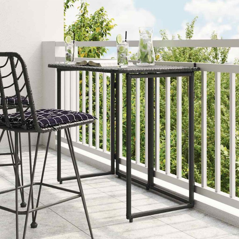 Hkh Mesa De Jardim Dobrável 90X51X75 Cm Vime Pe - Preto