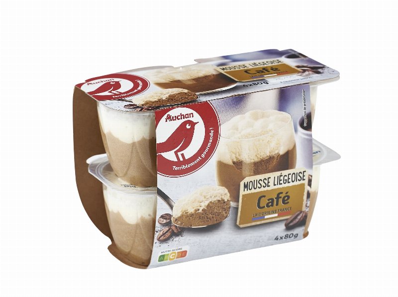Mousse Auchan Liégeois Café 4X80 g