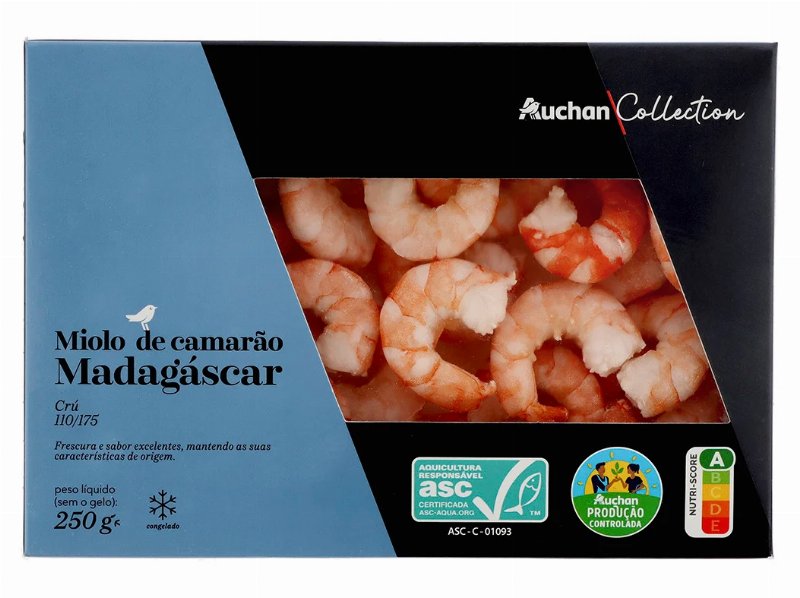 Miolo De Camarão Madagáscar Auchan Collection Cultivamos O Bom Crú 110/175 Asc 250 g