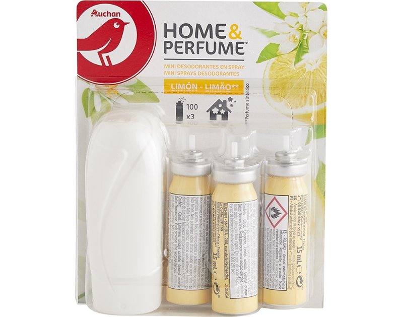 Ambientador Auchan Mini Spray Limão Com Recargas 3X15 ml