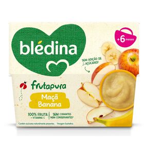 Puré De Fruta Maçã E Banana +6M Blédina 4 X 95 gr
