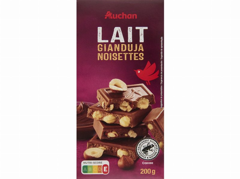Chocolate De Leite Auchan Gianduja Com Avelãs Inteiras 200 g