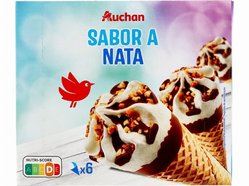 Gelado Auchan Cone Nata 6X120 ml