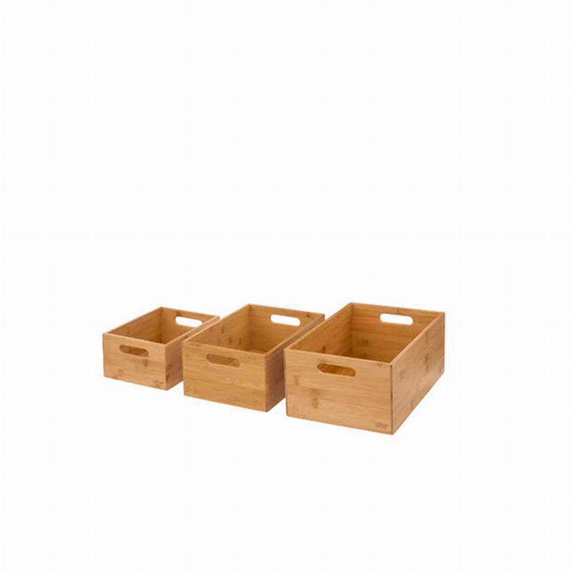Hkh Conjunto 3 Caixas Arrumação Bambu