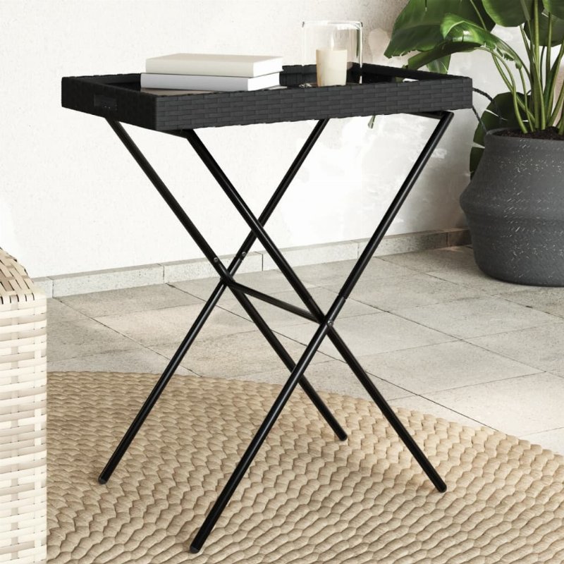 Hkh Mesa Bandeja Dobrável 65X40X75 Cm Vime Pe - Preto