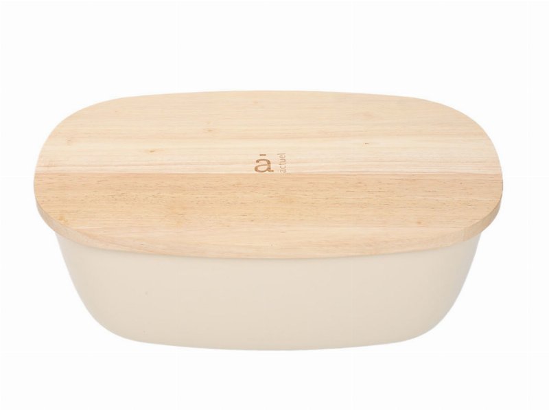Caixa Para Pão Em Plástico Actuel Com Tampa Em Madeira 37X22.5X14Cm