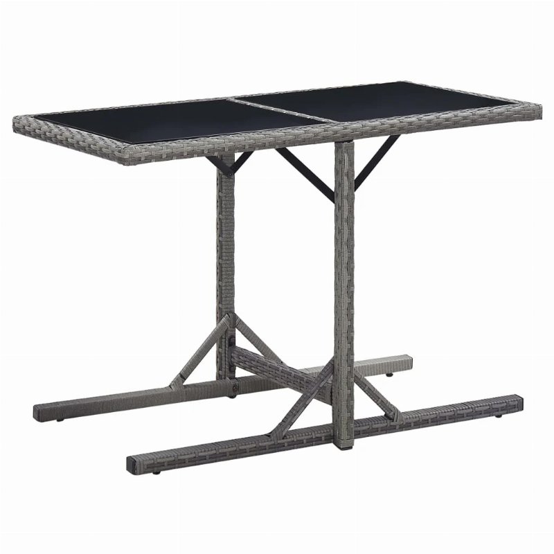 Hkh Mesa De Jardim 110X53X72 Cm Vidro E Vime Pe - Antracite