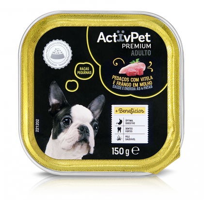 Comida Húmida Cão Raças Pequenas Com Vitela E Frango Em Molho Activpet 0.15Kg