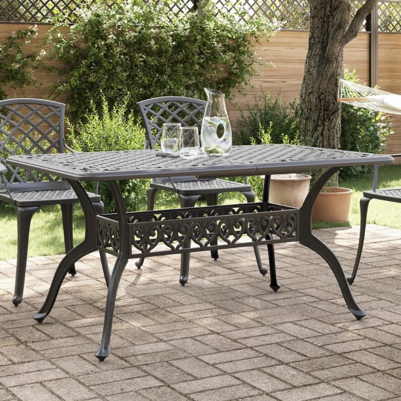 Hkh Mesa De Jardim 150X90X72 Cm Alumínio Fundido - Preto