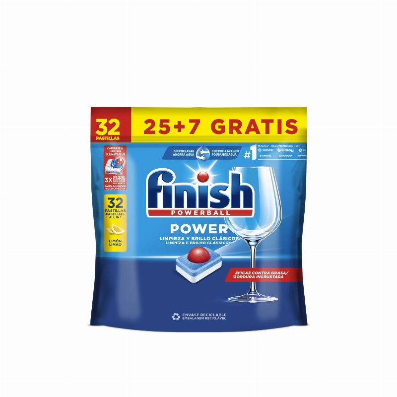 Finish Powerball Máquina Loiça All In One Limão 32 Pastilhas