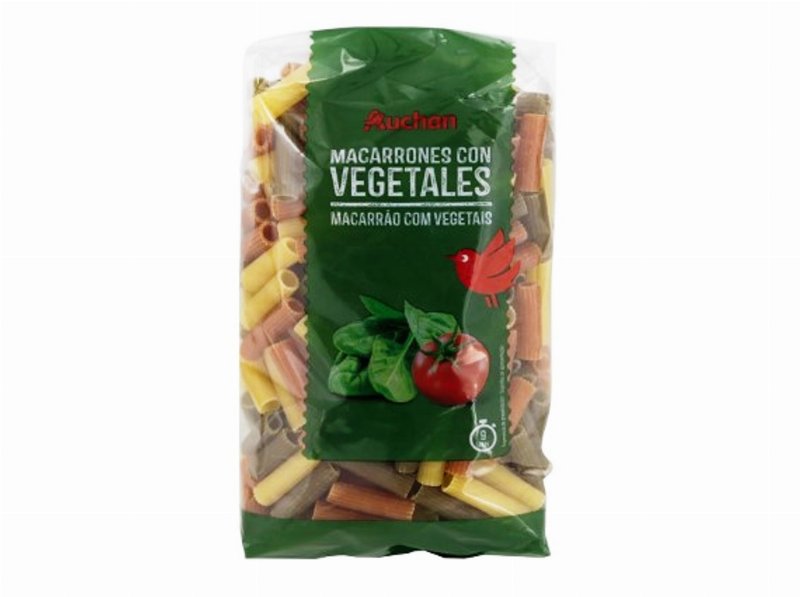 Massa Auchan Macarrão Riscado Com Vegetais 500 g