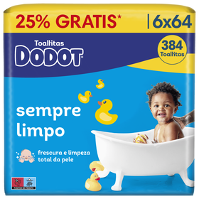 Toalhitas Bebé Azul Sempre Limpo Dodot 384 Un (6 X 64 Un)