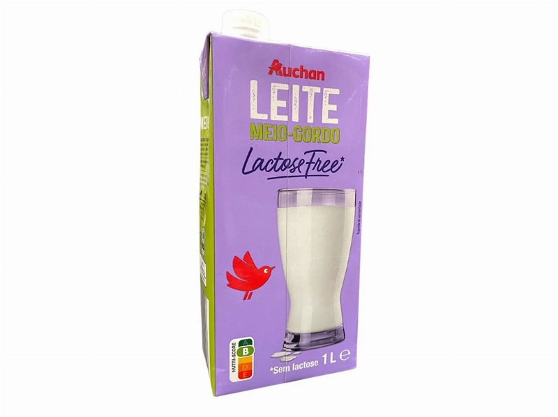 Leite Auchan Uht Meio Gordo Sem Lactose 1 l
