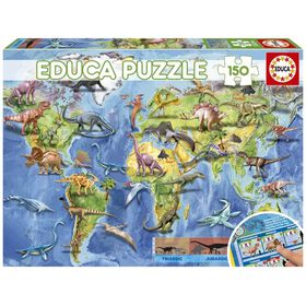 Educa - Puzzle Mapa Mundial Dos Dinossauros 150 Peças
