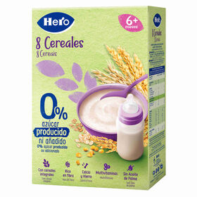 Papa Infantil Farinha Não Láctea 8 Cereais +6M Hero Baby 340 gr