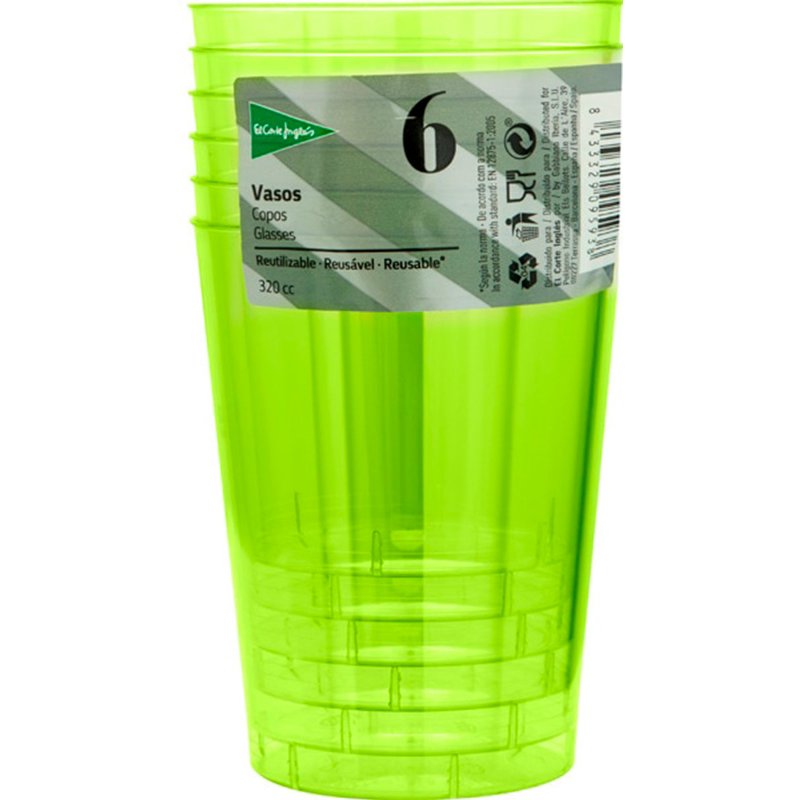 Copos Reutilizáveis Verde 350 Cc 6 unidades