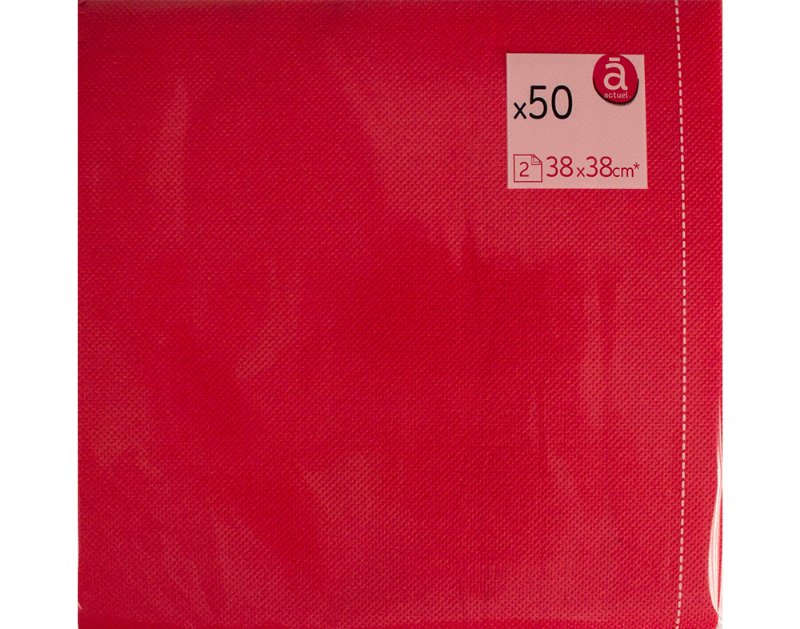 Guardanapo Folha Dupla Actuel Vermelho 38X38Cm Pack 50 Unidades