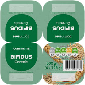 Iogurte Bifidus Triplo 0% Cereais Continente 500 gr (4 Un)