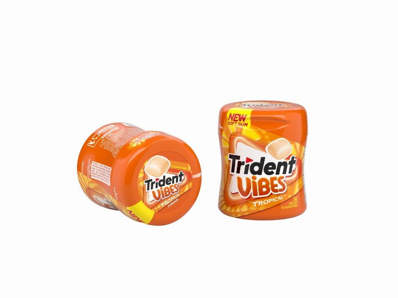 Pastilhas Elásticas Trident Vibes Bottle Tropical Sem Açúcar 70.2 g