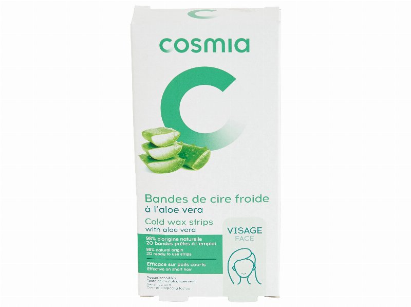 Bandas Cosmia Cera Fria Facial Pele Sensível Com Aloé Vera 20Un