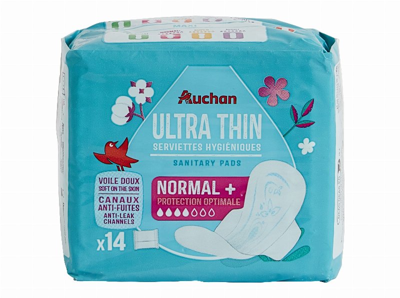 Pensos Higiénicos Auchan Ultra Fino Normal Com Abas Bolsa 14Un