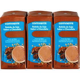 Bebida Vegetal De Soja Chocolate Continente 3 X 200 ml