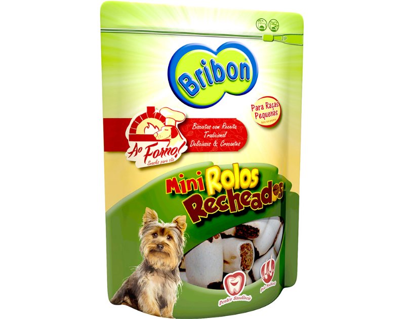 Snacks Para Cão Bribon Ao Forno Mini Rolos Recheados Para Raça Pequena 200 g