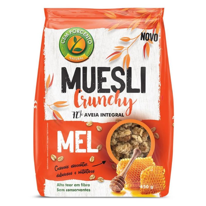 Muesli Crunchy Aveia E Mel Cem Porcento 450 g