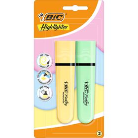 Sublinhador Flat Fluorescentes Pastel 2 Unidades Bic