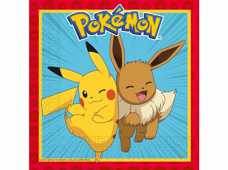 Guardanapos Pokémon Folha Dupla 33X33Cm 20 Unidades