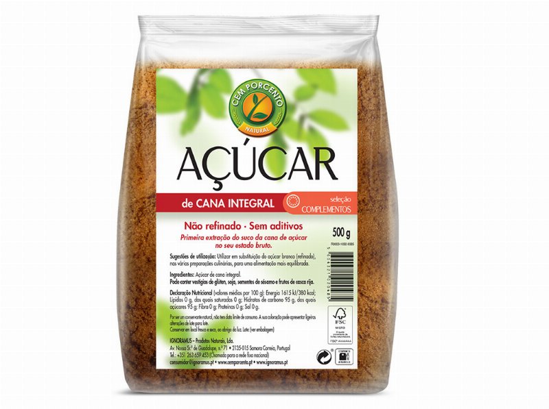Açúcar Cem Porcento Cana Integral 500 g