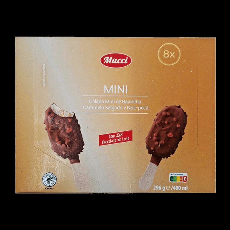 Mini Gelados De Baunilha, Caramelo Salgado E Noz-Pecã 8 X 50 ml