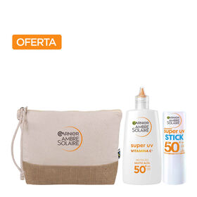 Conjunto Rosto Super Uv + Oferta Necessaire Garnier Ambre Solaire 40 ml + Emb. 1 Un + Oferta Necessaire