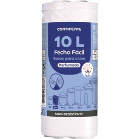 Sacos Lixo Fecho Fácil Perfumado Talco Wc 10 Lt Continente 30 Un
