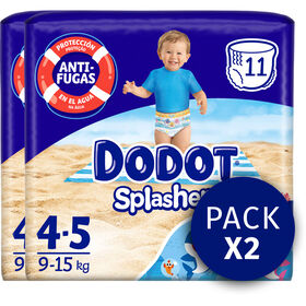 Fraldas Cueca Banho Splashers 9-15 kg T4 Dodot 22 Un (2 X 11 Un)