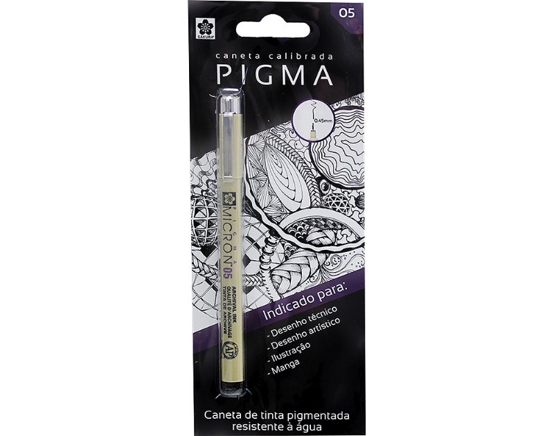 Caneta Tinta Pigmentada Pigma Micron 05 Preto 0.45Mm