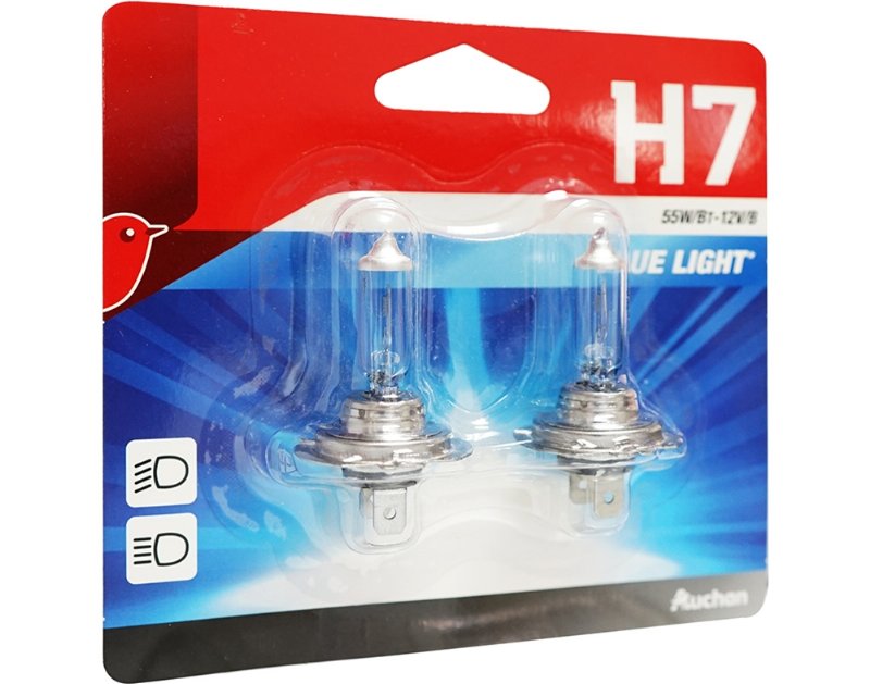 Lâmpada Auto Auchan H7 12V 55W Azul Pack 2 Unidades
