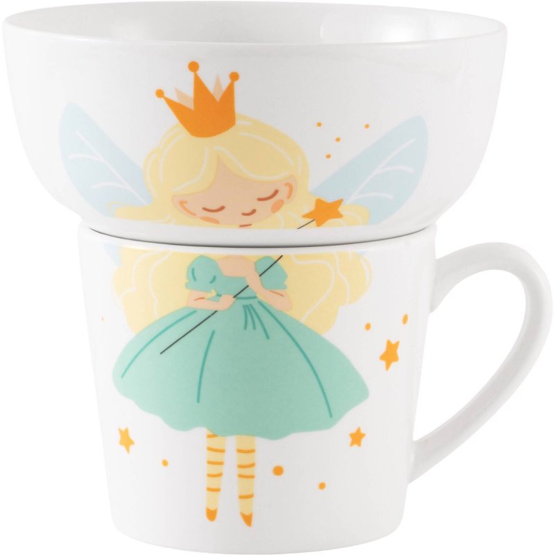Conjunto Caneca E Taça Fada Com Vestido Verde Kasa