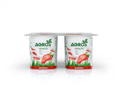 Iogurte Pedaços De Morango Pack 4 Agros 4x0.12Kg