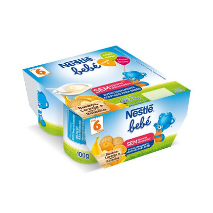 Iogurte Bebé Nestlé Banana, Laranja E Bolacha Pack 4 Nestlé Bebé 0.4Kg
