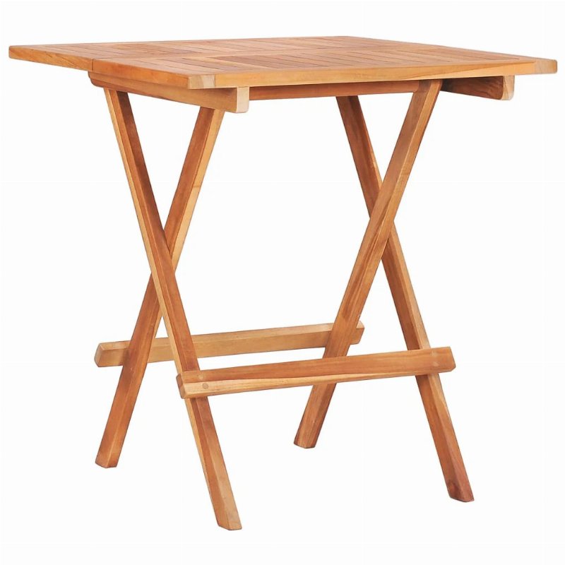 Hkh Mesa De Bistrô Dobrável 60X60X65 Cm Madeira Teca Maciça - Marrom